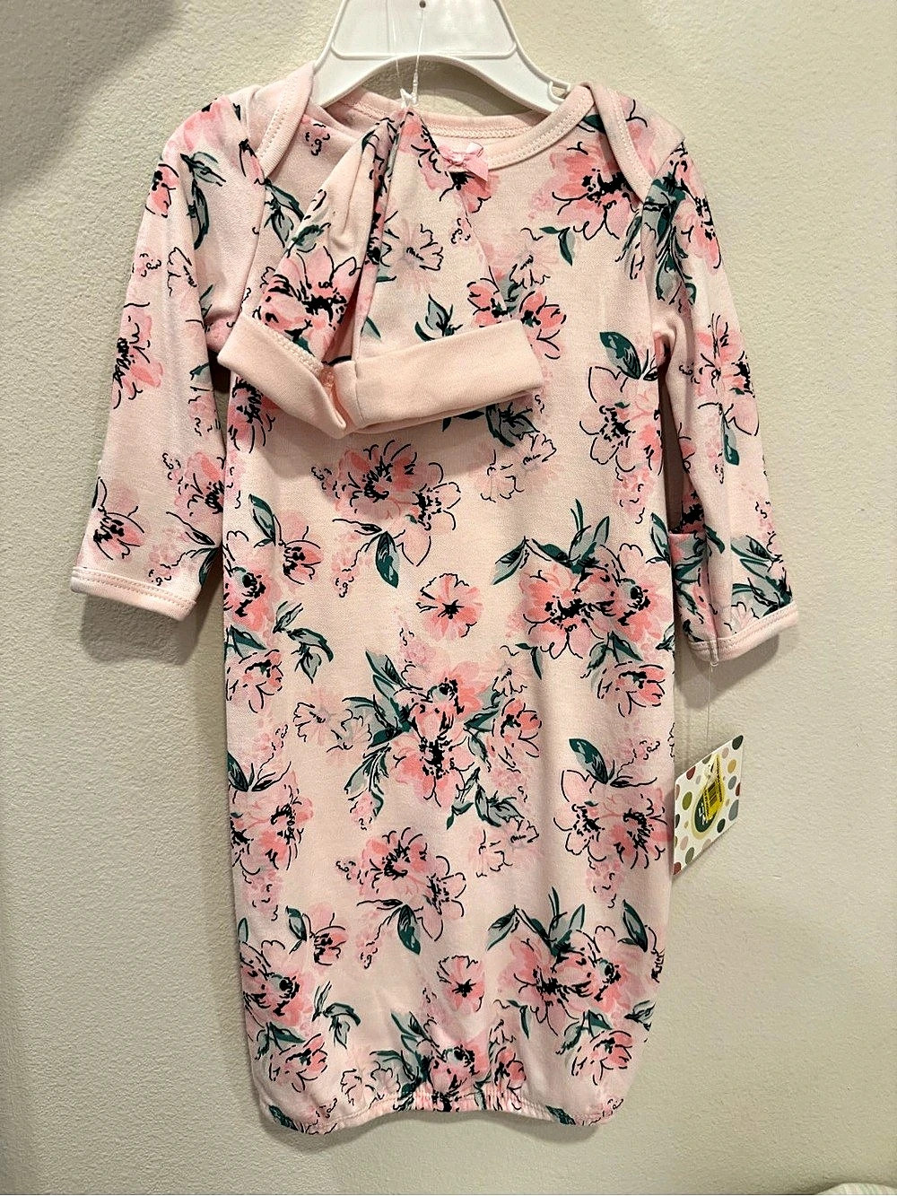Little Me Dream Floral Sleeper Gown and Hat